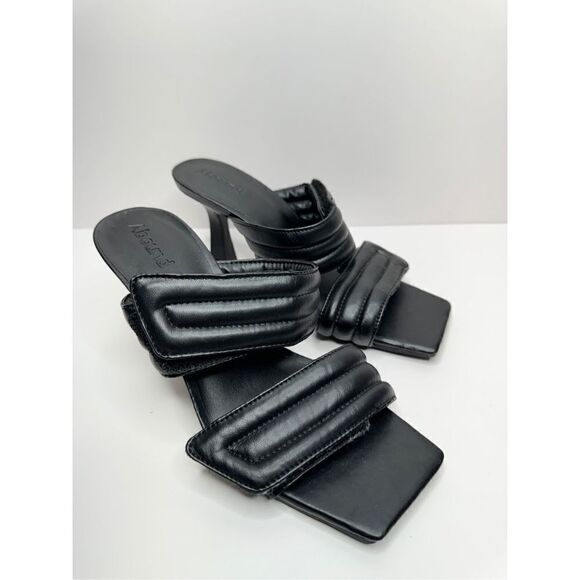 Abound Shoes Womens Size 7 Qarly Heeled Black Square Toe Slip On Sandals - Picture 1 of 8